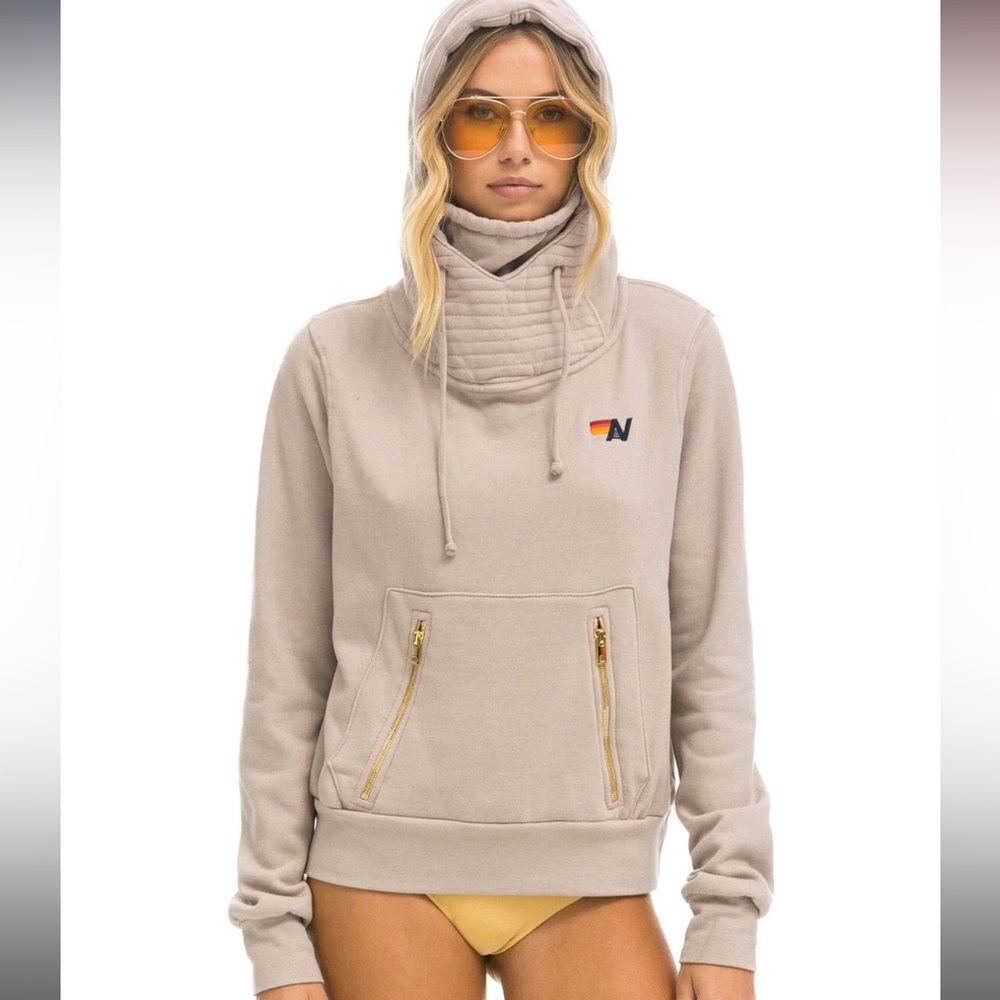 Aviator Nation Tan Hoodie with Embroidered Logo
